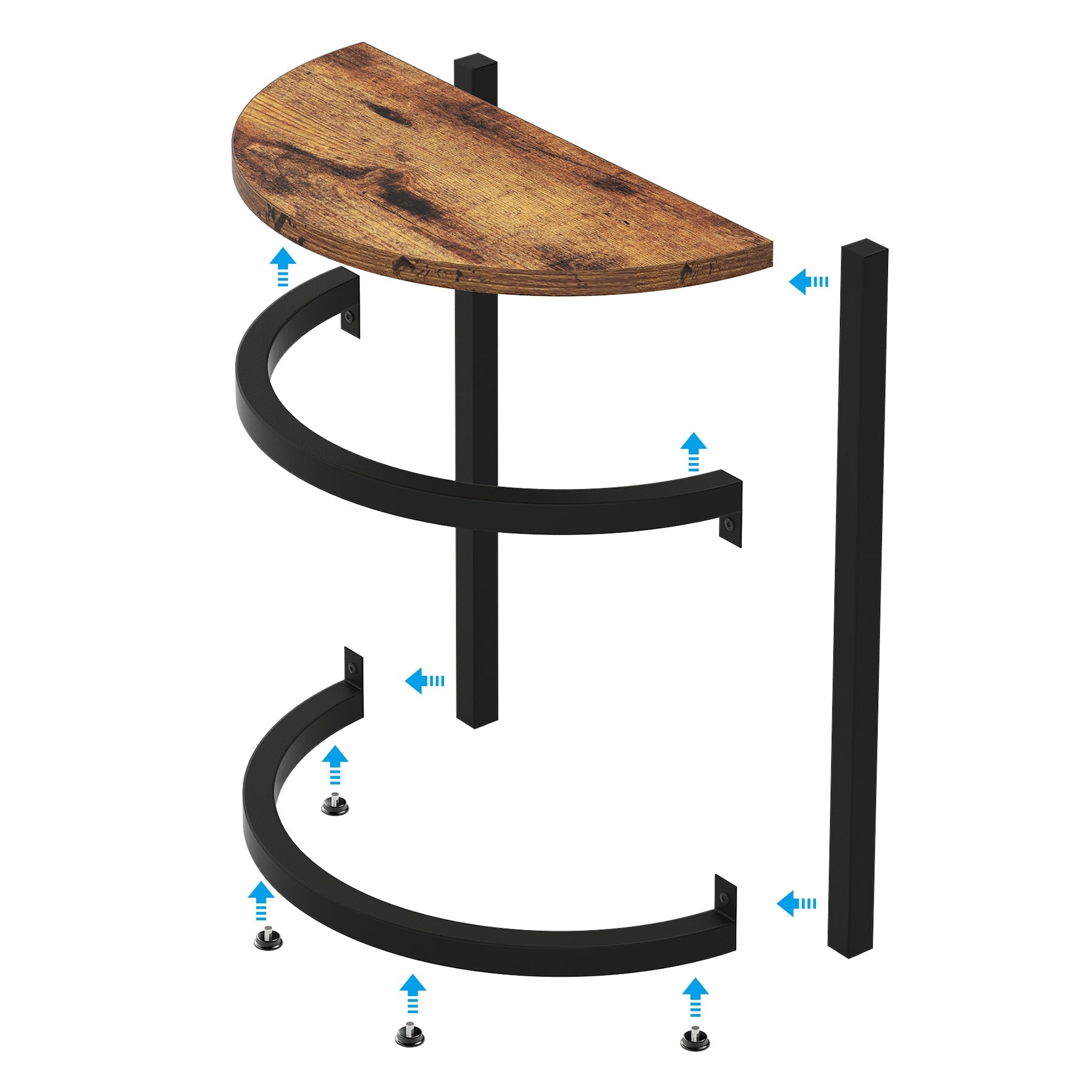 End Table, Half Round Narrow Side Table with Metal Frame Tribesigns